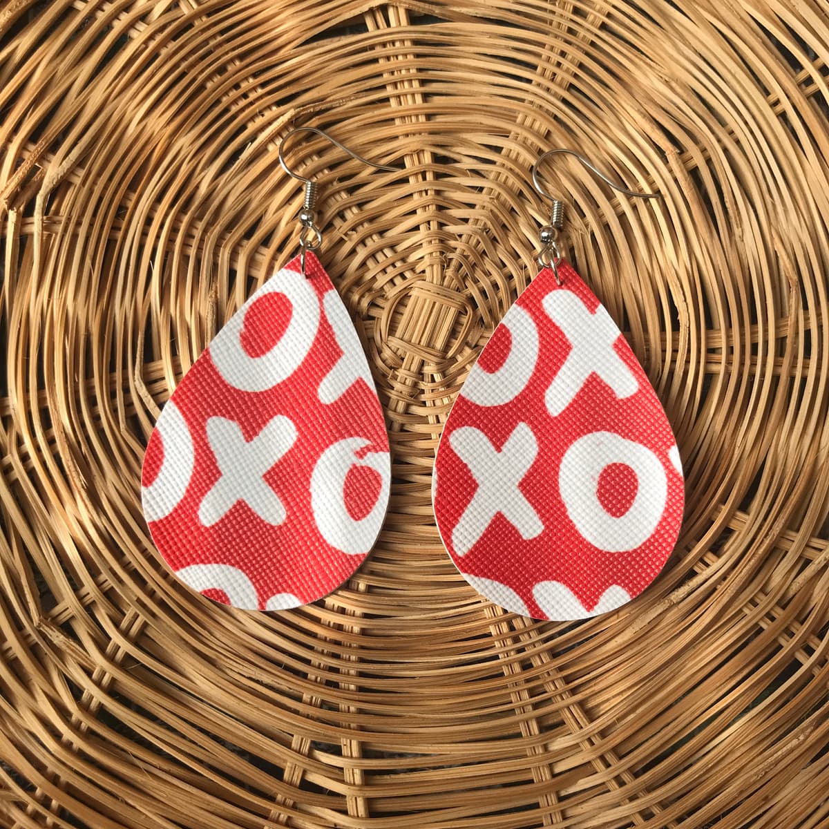 The selected image of XO Valentine's Day Faux Leather Earrings