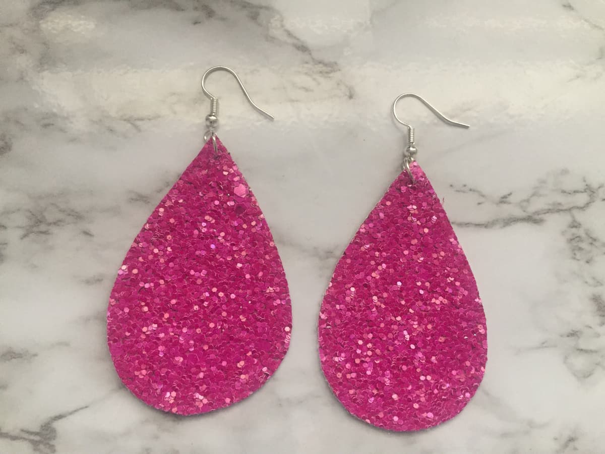 The selected image of Hot Pink Sparkles Lightweight Dangle Earrings