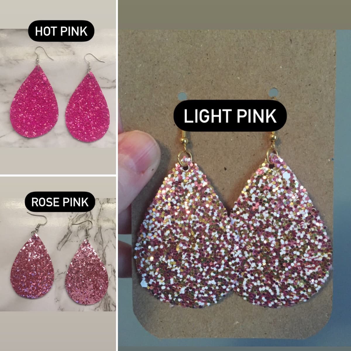 The selected image of Made to Order Pink Teardrop Earrings! 