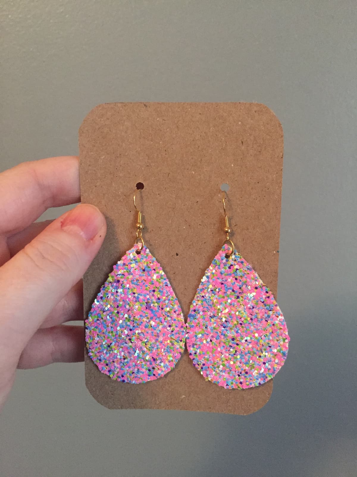 The selected image of Bubblegum Pink Sparkly Dangle Earrings