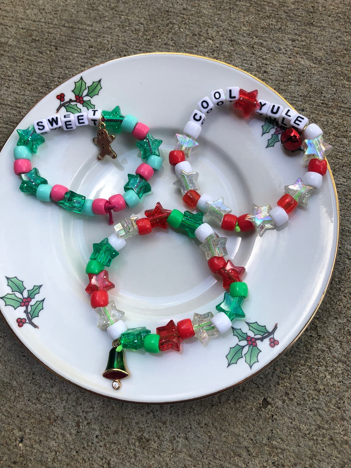 The selected image of Colorful Beaded Christmas Bracelets with Charms (Sold Separately)