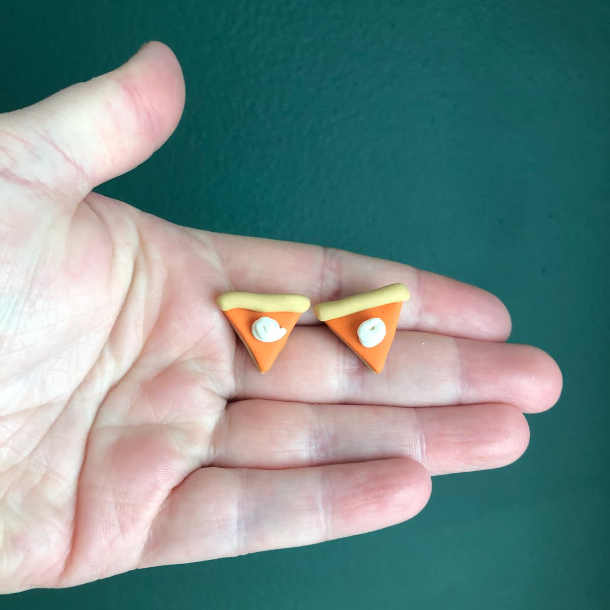 The selected image of Pumpkin Pie Polymer Clay Stud Earrings