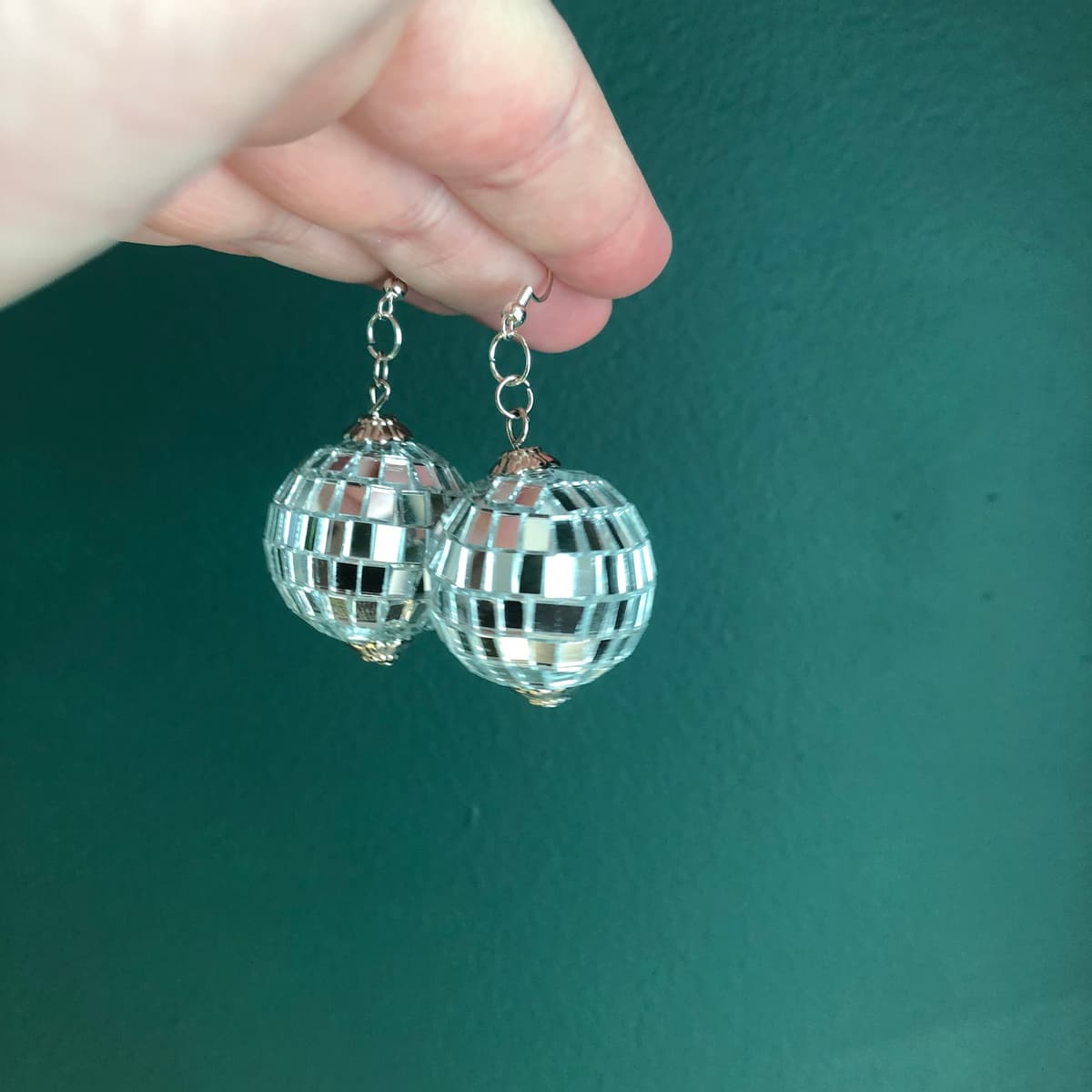 The selected image of Disco Ball Dangle Earrings