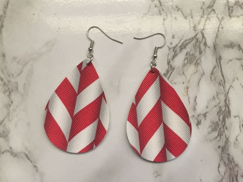 The selected image of Red and White Patriotic Flag Earrings