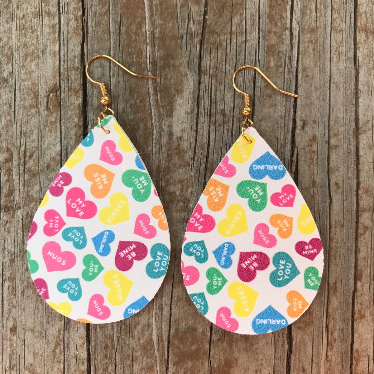 The selected image of Talking Hearts Faux Leather Valentine's Day Earrings