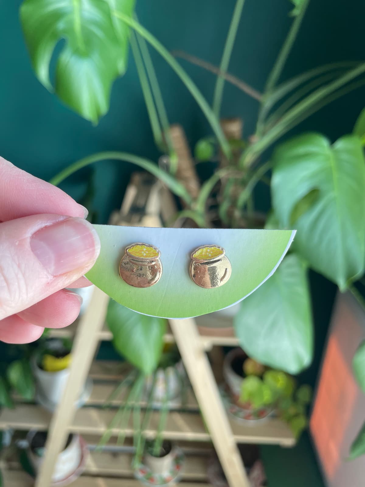 The selected image of Pot of Gold Stud Earrings